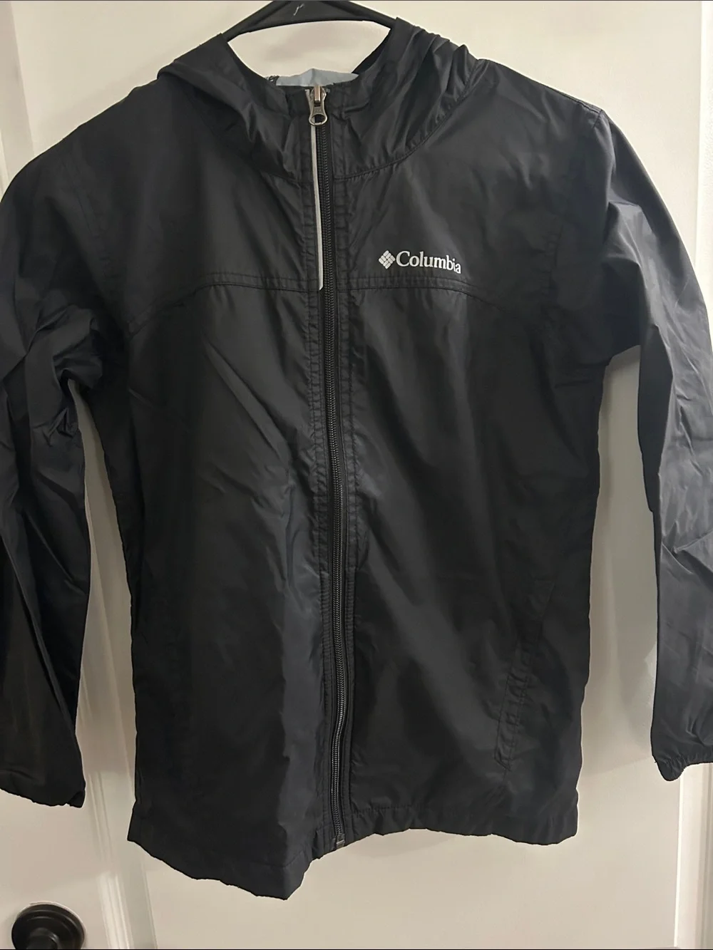 Columbia Kids Black Hooded wind breaker Jacket